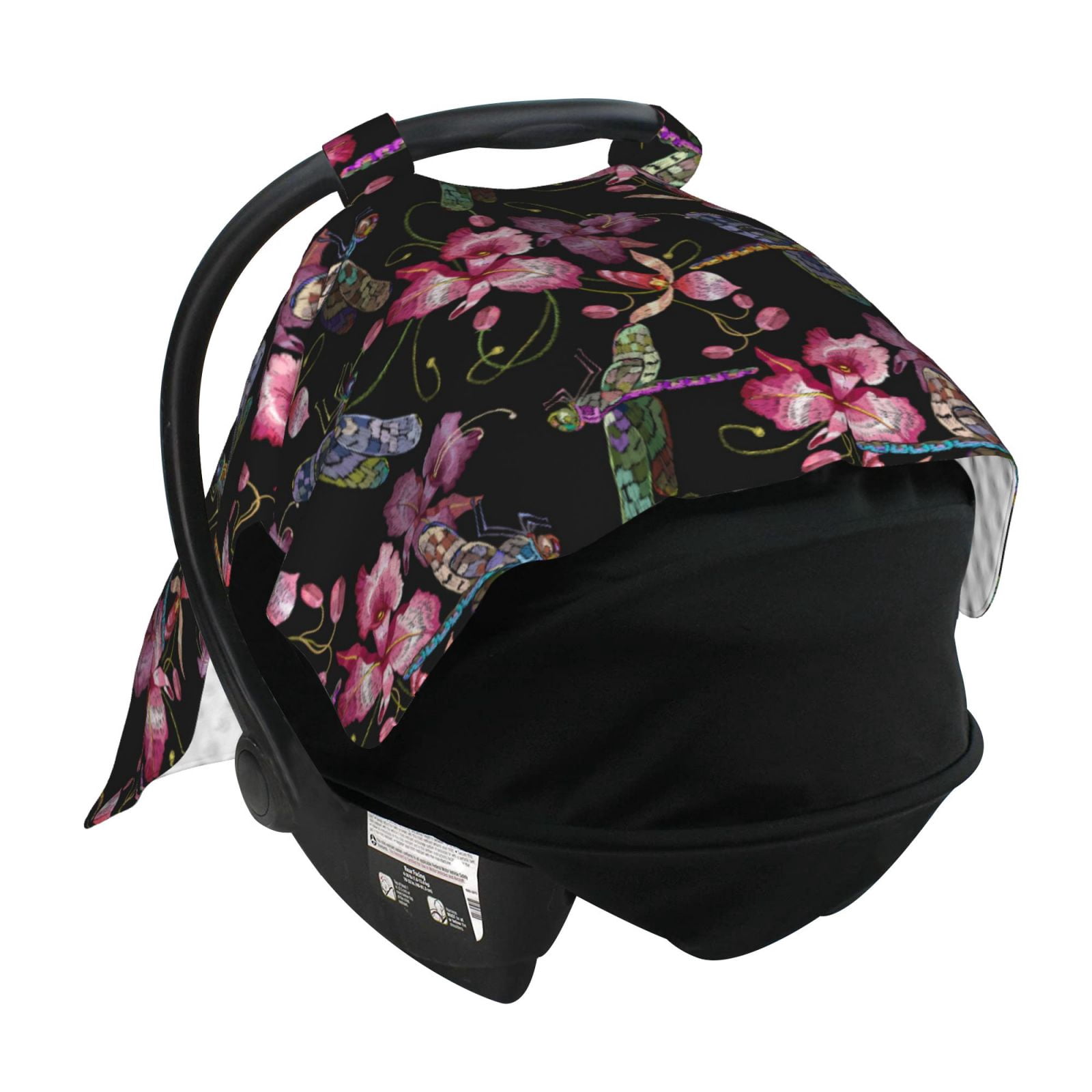 Car Seat Cover Baby - Dragonfly Pink Flower Breathable Infant Car Seat Cover for Baby Carseat, Lightweight Comfort Baby Essentials Must Haves Newborn Stuff for Girl Boy