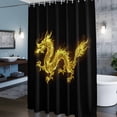 thumbnail image 6 of Dragons Flames Shower Curtain, Yellow Dragons Abstract Art Black Background Waterproof Shower Curtain Set with 12 Hooks Lightweight Bath Curtains Fabric Bathroom Decor 72x72 Inches, 6 of 9