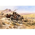 thumbnail image 2 of Russell, Charles Marion 32x23 Black Ornate Wood Framed with Double Matting Museum Art Print Titled - Attack on a Wagon Train, 2 of 4