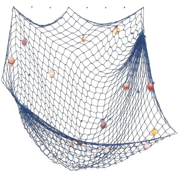 Queilt Blue Nautical Decorative Fishing Net, Sea Theme Fish Net Decor for Party/Wall Decoration Background