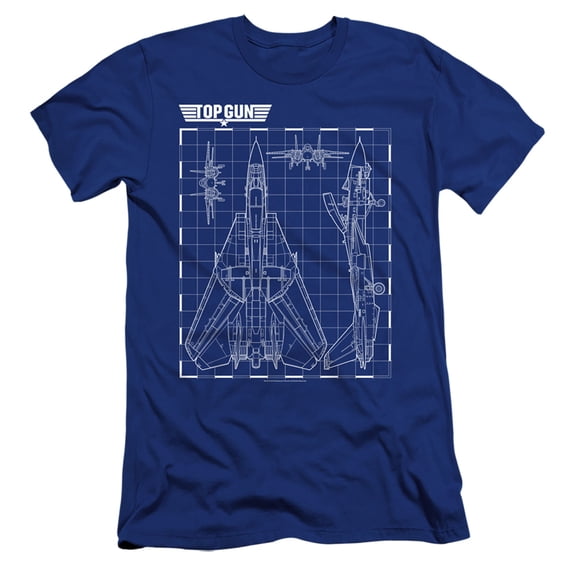 Top Gun Schematic Unisex Adult Canvas Brand T Shirt for Men and Women, Royal Blue, Medium