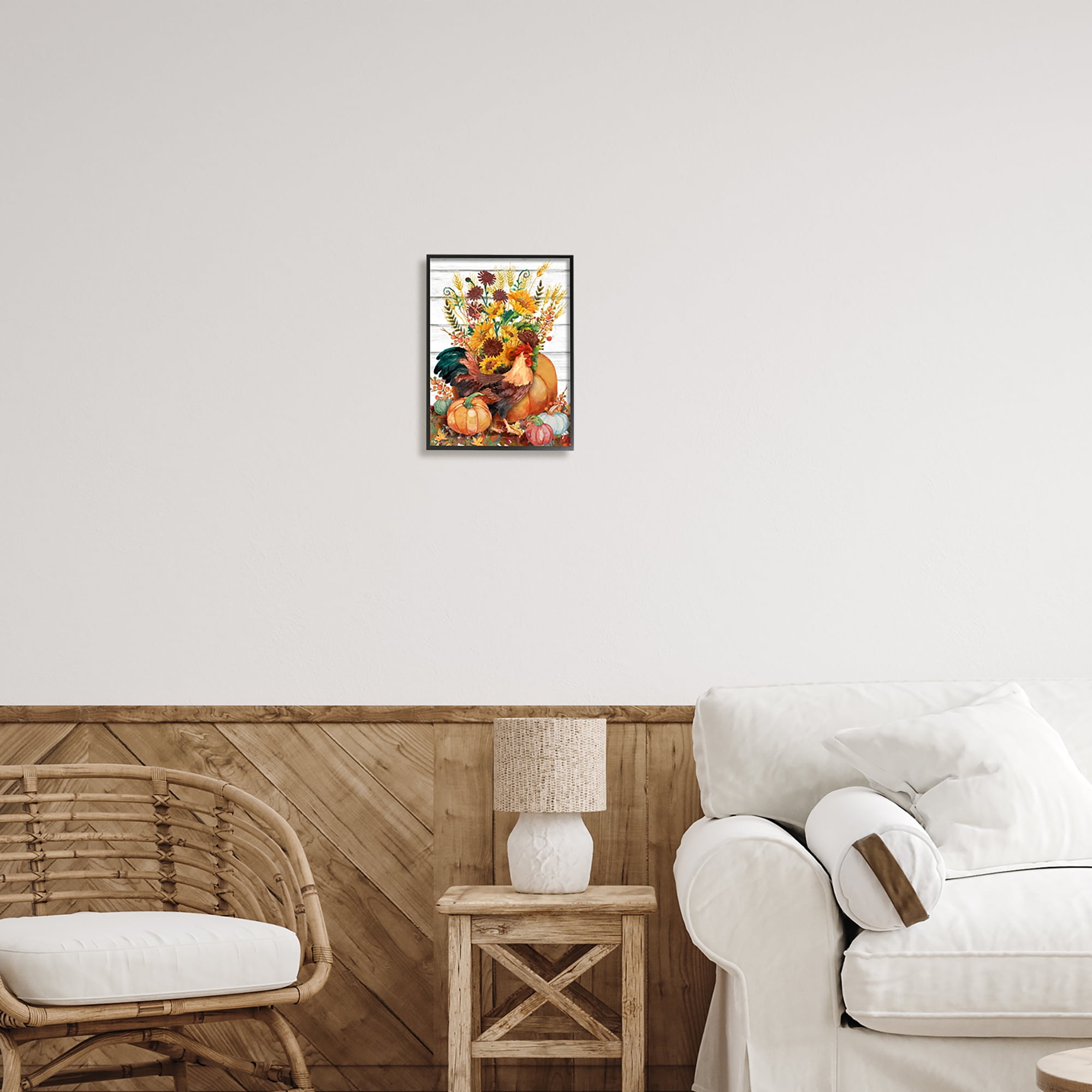 Stupell Industries Rustic Sunflowers & Hen Animals & Insects Painting Black Framed Art Print Wall Art, 11 x 14