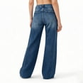 thumbnail image 3 of Karymi Women's Shorts High Waist Wide Leg Jeans, Casual Washed Straight Leg Denim Pants with Hem, Loose Fit Floor-Length Trousers with Pockets Jeans for Women, 3 of 8