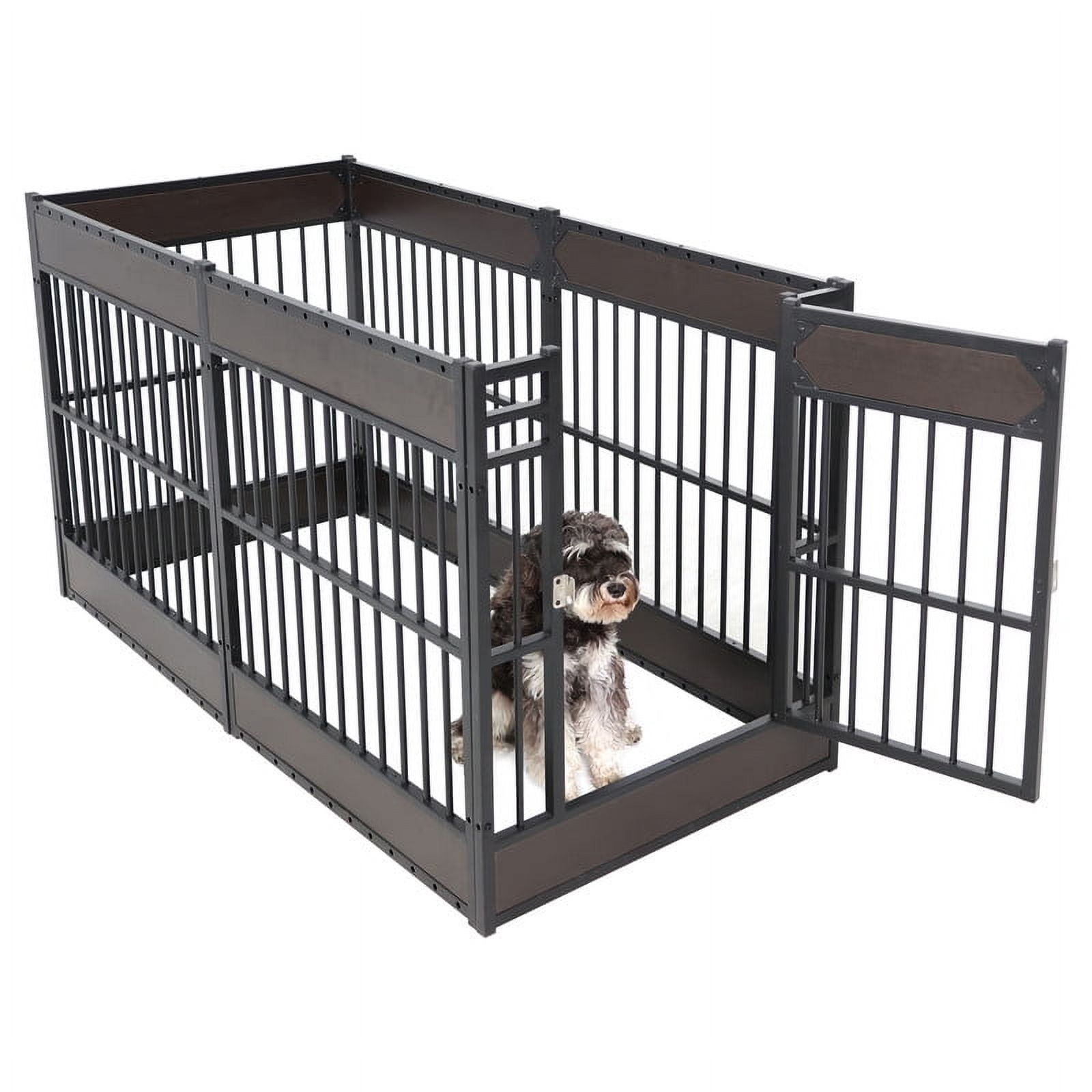 Walnest Dog Playpen,6 Panels Dog Pen,31.5" Height Foldable Dog Fence Exercise Pen with Doors, Furniture Style Pet Puppy Playpen for Indoor and Outdoor Use