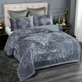 thumbnail image 3 of NC Sherpa Borrego Blanket 3 Piece, Flannel Fleece Blanket Set, King 79"x91", Grey, 3 of 6
