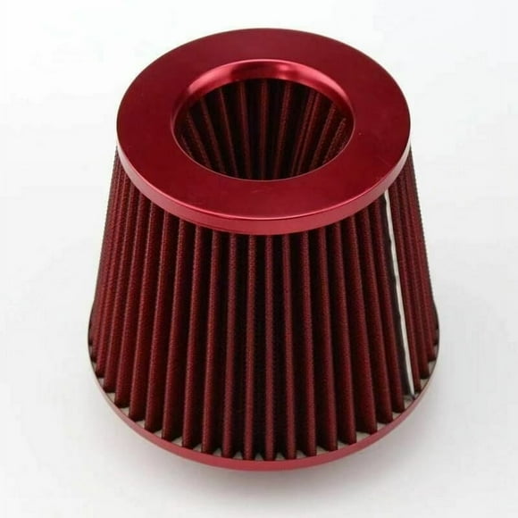 Universal Air Intake For Enhanced Power Flow Stainless Mesh High Flow Air Intake Cone Filter In Red, Cold Air Intake System With Synthetic Filter Element And Deep Pleated Design