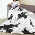 thumbnail image 6 of Cauagu Monochrome Flying Ravens Pattern Flannel Bed Blankets,Fleece Blanket Comfortable Air Conditioning Blanket for Sofa Bed Travel Couch & Living Room -80"x60", 6 of 8