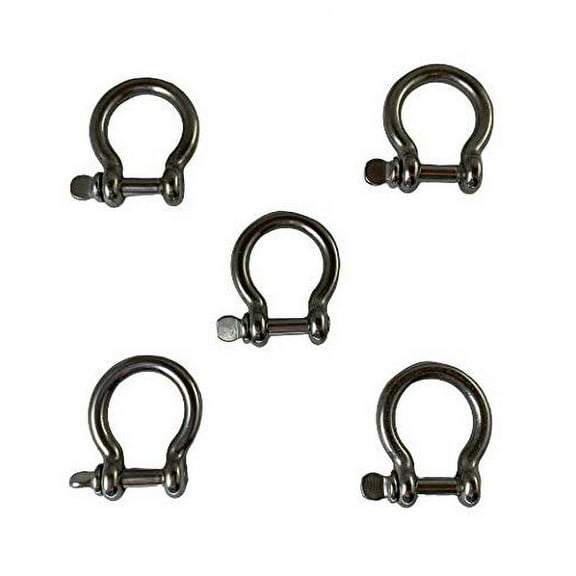 US STAINLESS 5 Pieces Stainless Steel 316 Type Round Bow Shackle 5/32" (4mm) Marine Grade