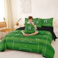 thumbnail image 4 of Erosebridal Football Goal 7pcs Bedding Comforter Set,Soccer Court Print Queen Bedding Sets For Kids Boys,Reversible Black, 4 of 7