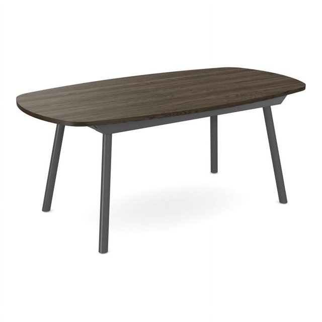 Amisco Gibson Wood Dining Table in Dark Brown Veneer/Matt Dark Gray Metal