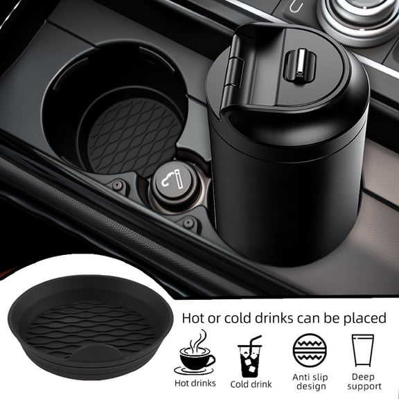 Car Cup Holder , Non-Slip Silicone Cup Holder Insert with Raised Design, Universal Fit for Most Vehicles, Car Interior Accessories for Men Women Black