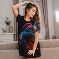 thumbnail image 3 of Fotbe Colorful Betta Fish Bata de Dormir para Mujer con Estampado, Camisón de Algodón de Manga Corta, Ropa de Dormir Casual, 3 of 6
