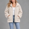 thumbnail image 6 of Nfurl Sherpa Jacket Womens Lightweight Collared Zip up Fleece Jackets with Pockets Cozy Casual Fall Jacket Trendy Teddy Coats Beige,L, 6 of 7