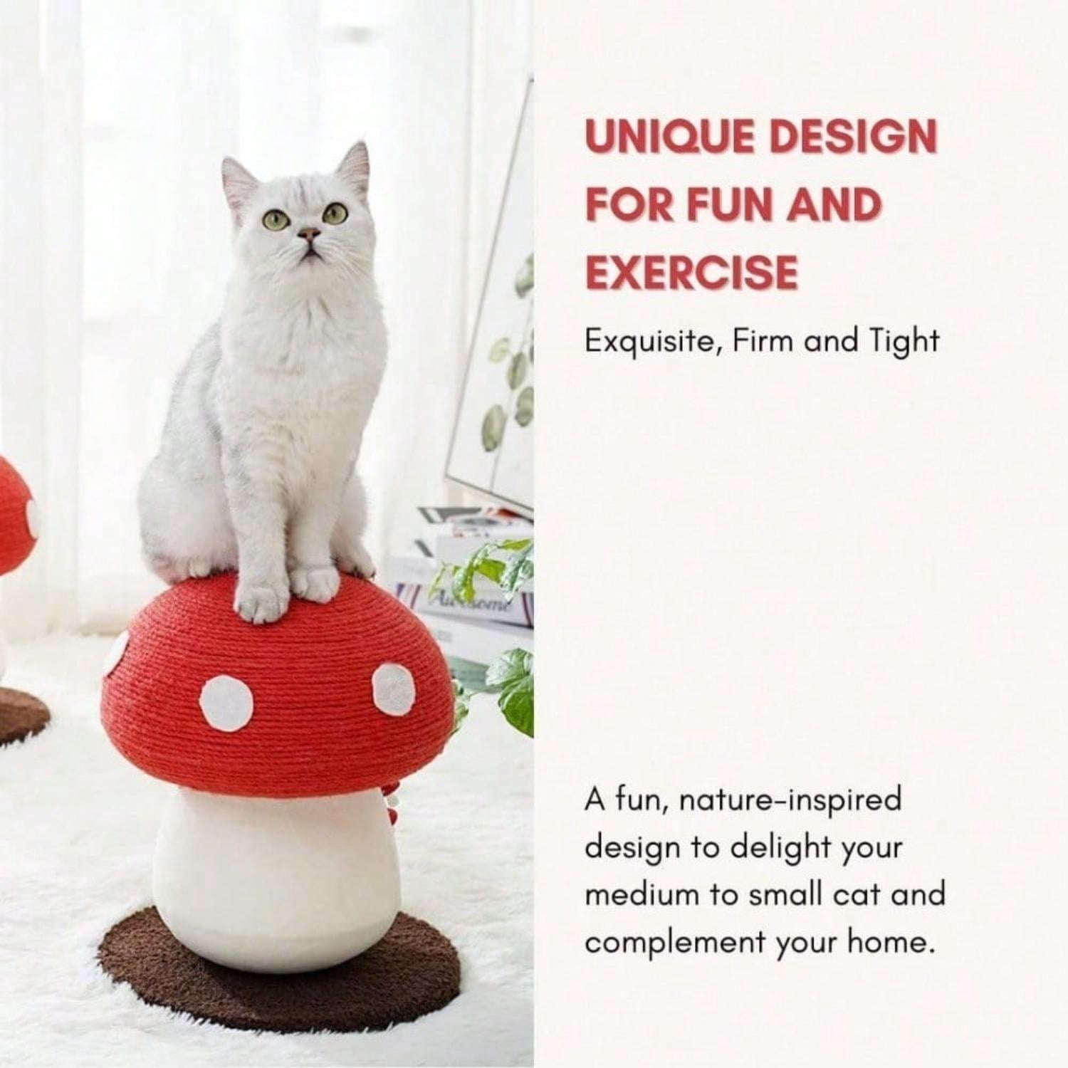 Mushroom Cat Scratching Post - Unique Design, Sisal-Wrapped, Ideal For Medium And Small Cats, No Assembly Required Cat Stuff  Cat Tree Tower Cat Toys