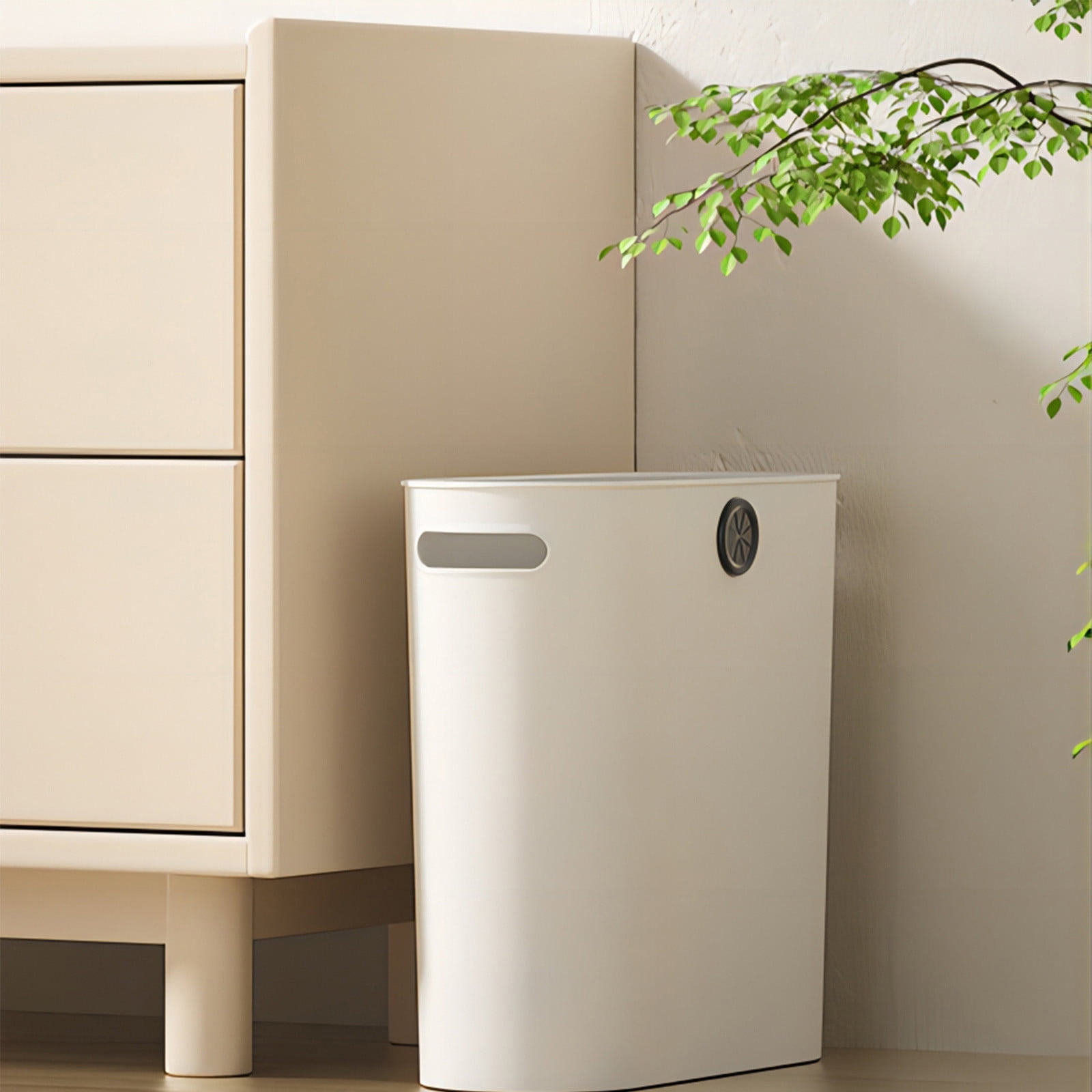Clip On Trash Can Slim Design, Countertop Hanging Waste Bin for Bathroom Kitchen Toilet, Lightweight Plastic Garbage Can for Small Spaces Desk and Corner Use