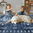 thumbnail image 4 of Garvee Area Rugs 9'x12' Washable Rug Indoor Bedroom Geometric Rug Large Bohemian Farmhouse Rug Soft Foldable Rug, Blue, 4 of 7