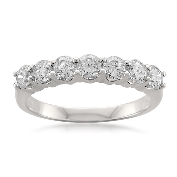 1 Carat T.W. 7 Stone Round Diamond Platinum Bridal Wedding Band