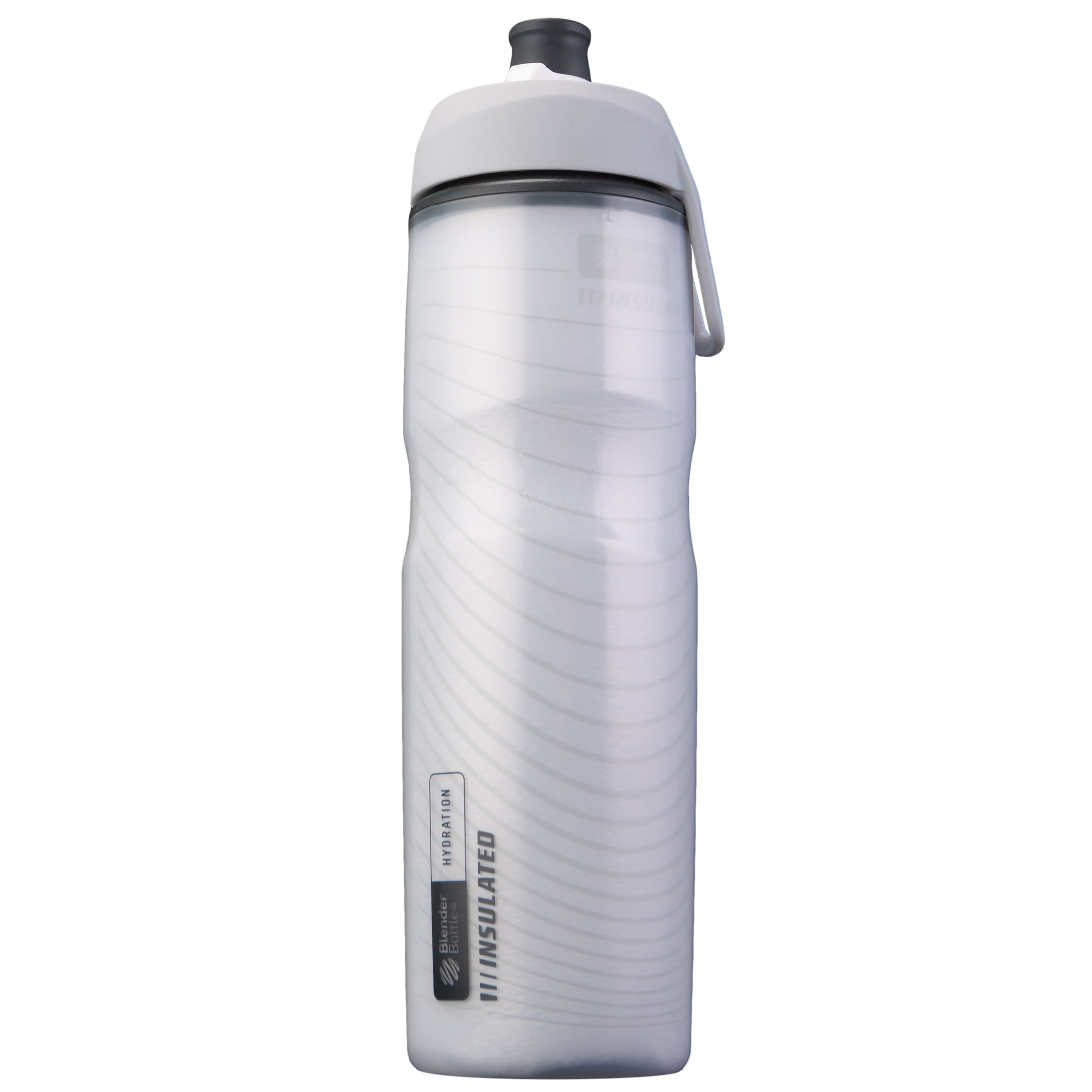 BlenderBottle Halex 24 oz White Insulated Plastic Water Bottle with Wide Mouth and Pull Top Lid