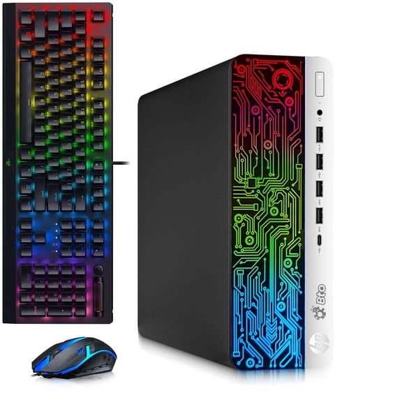 Restored HP RGB BX6G3 Desktop PC - Intel i5-6500 6th Gen - 16GB DDR4 Ram - 128GB SSD - 500GB HDD - Nvidia GeForce GT 1030 - RGB keyboard & Mouse - WiFi - Windows 11 Pro - Gaming Computer (Refurbished)