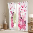 thumbnail image 3 of Homewish Kids Princess Castle Blackout Curtains Set of 2 (52x84 Each), Pink Watercolor Bowknot Window Curtains, Romantic Love Heart Curtains and Drapes, Black Out Curtains Decor, 3 of 6