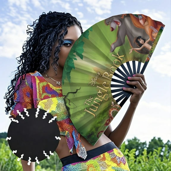 The Jungle Book-theme Folding Fan Chinese Fan Hand Polyester Foldable Fan Fans for Dancing Party Home Suitable for Home, Office, Party