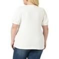 thumbnail image 3 of Agnes Orinda Plus Size Tops for Women Puff Short Sleeve Tops Crew Neck Pleated Shirts Tunic Blouses 1X White, 3 of 6