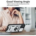 thumbnail image 5 of Sturdy Case for Apple iPhone 12 Mini (Not 12) with Slide Camera Window, Heavy Duty Military Grade Protection Phone Cover Built-in 360°Rotate Ring Stand for Apple iPhone 12 Mini SJ Silver, 5 of 14