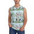 thumbnail image 1 of Balery Chinoiserie Floral Palm Tree Camisetas sin mangas para hombre, absorbe la humedad y protege contra el mal olor.-X-Large, 1 of 7