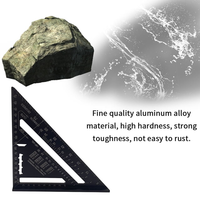 Scale Aluminum Alloy Triangle Rulers 90 degrees 45 degrees Set Square 7in Black Metric Square Ruler