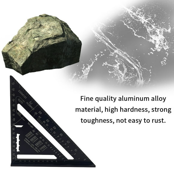 Ruler Aluminum Alloy Triangle Rulers 90 degrees 45 degrees Set Square 7in Black Metric Square Ruler