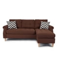 thumbnail image 3 of Poundex Furniture Fabric Reversible Sectional Sofa Set in Espresso Color, 3 of 11
