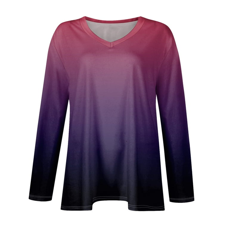 TQWQT Plus Size Tops for Women Fall Casual Sexy Shirts V Neck Long