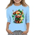 thumbnail image 1 of LUOGENLI T-Shirt pour Filles T-Shirt Graphique de la Saint-Patrick à la Mode Polyvalent Col Rond Manches 3/4 Décontracté T-Shirt Maxi pour Filles Bleu Clair 13-14 Ans, 1 of 4