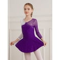 thumbnail image 2 of iiniim Kids Girls Figure Skating Dress Long Sleeves Ballet Dance Skirted Leotards Gymnastics Size 6-16 Purple 14, 2 of 7