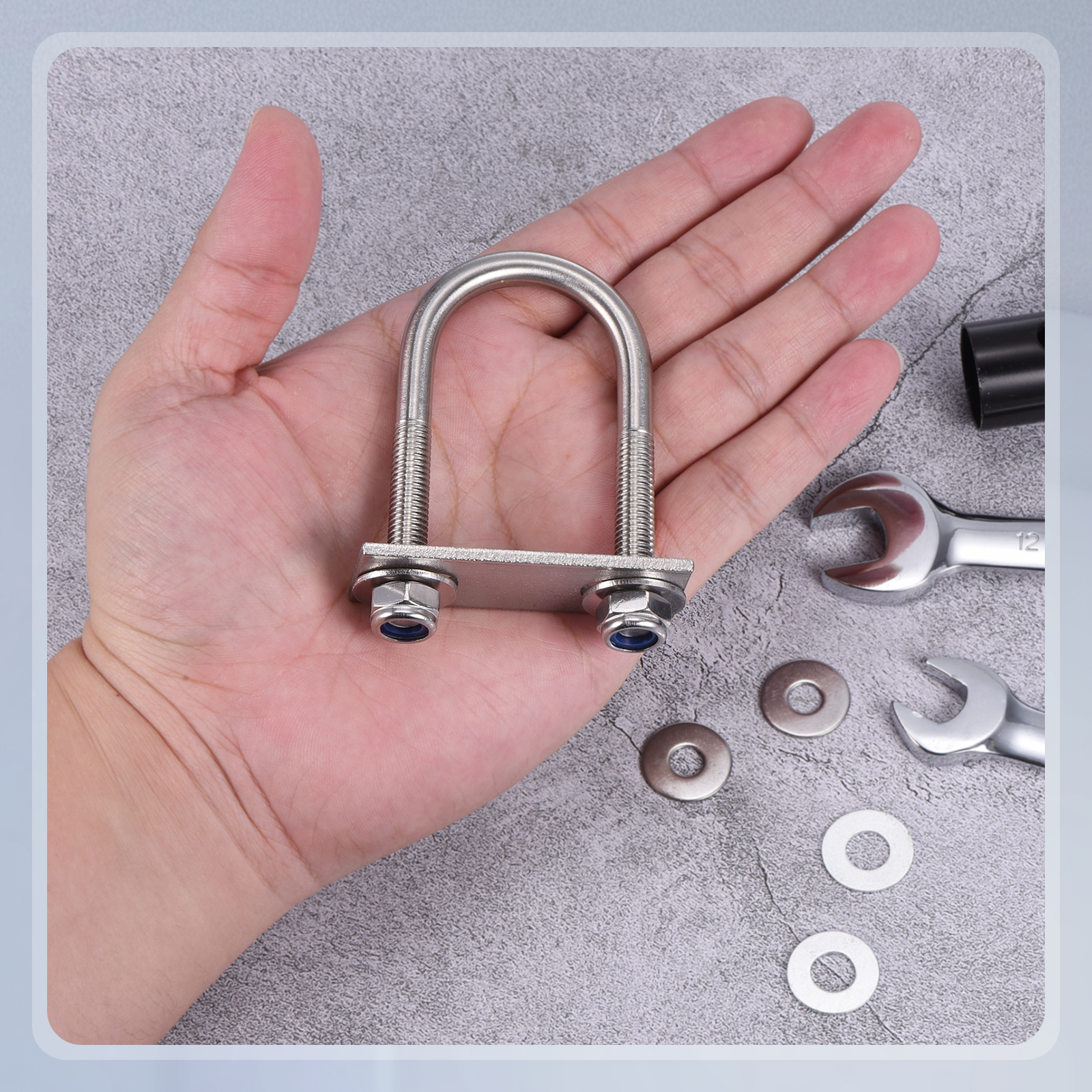 U Bolts 4Set (M8x34x80mm), Round U Bolt Kits DN25 304 Stainless Steel with Nylon Lock Nut Washers Plates - for Construction, Pipe, Trailer, Automotive, Leaf Spring Fastener