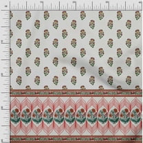 Soimoi Crepe Silk Fabric Stripe,Leaves & Floral Panel Printed Fabric 1 Yard 42 Inch Wide