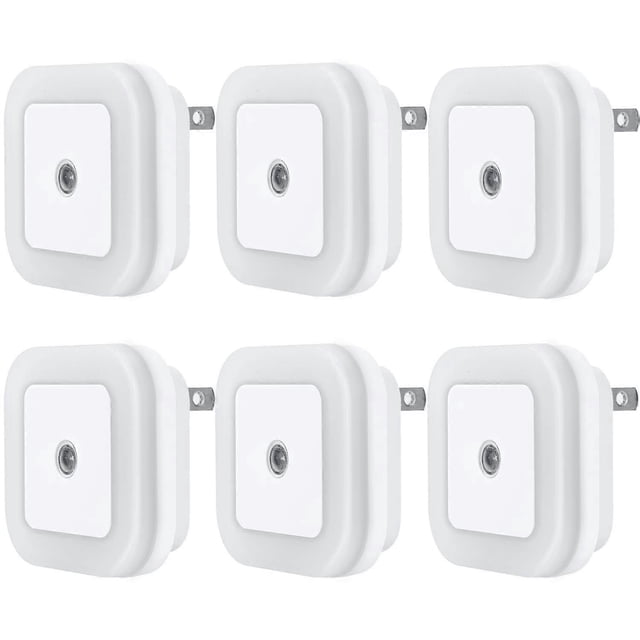 LED Night Light Lamp with Smart Sensor Dusk to Dawn Sensor, Daylight White, 0.5W Plug-in, 6-Pack