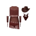 thumbnail image 5 of Aiihoo Kids Cowboy Cowgirl Girls Jazz Latin Dance Outfit Sleeveless Sequin Rhinestone Tassel Tops with Fringed Skirt Gloves Hat Brown 6, 5 of 5