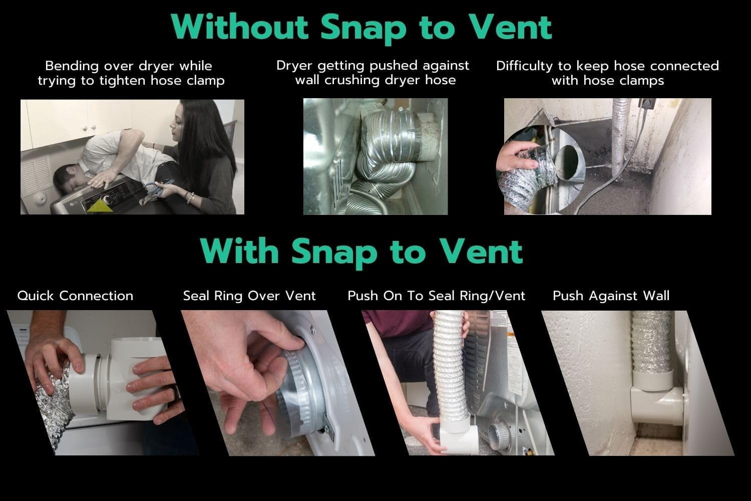 DIY Dryer Vent Connector Kit - Space Saving, Toolless Design with Airtight Seal - STV-90 by