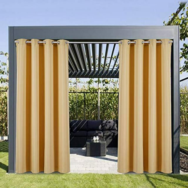 Cross Land Rideaux Intérieur/extérieur - Tête à Oeillets, Imperméables et Coupe-Vent, Rideaux d'Extérieur pour Véranda/gazebo, Intimité (1 Panneau, L54 X H84 Po, Robe d'Été Jaune)
