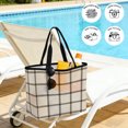 thumbnail image 5 of Linen Buffalo Check Beach Bag for Women, Large Breathable Mesh Beach Tote Bag, Retro Black Lines Grid Pattern Sandproof Lightweight Travel Bags for Vacation Picnic Swimming Pool 15.7"x15.7"x9.1", 5 of 9