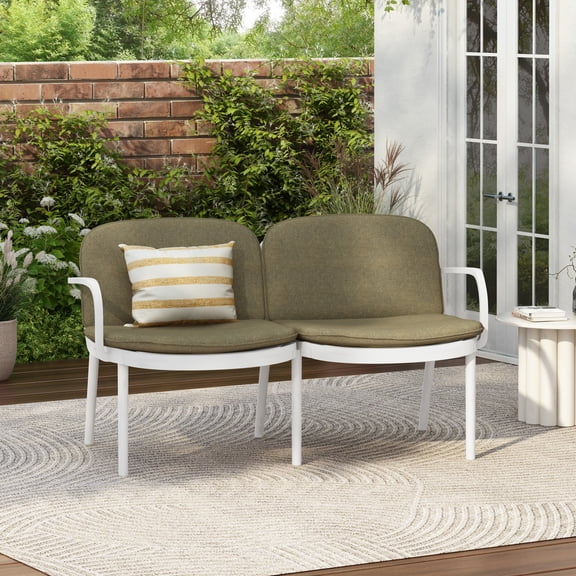 Christopher Knight Home Contemporary Outdoor Loveseat with Cushion, White