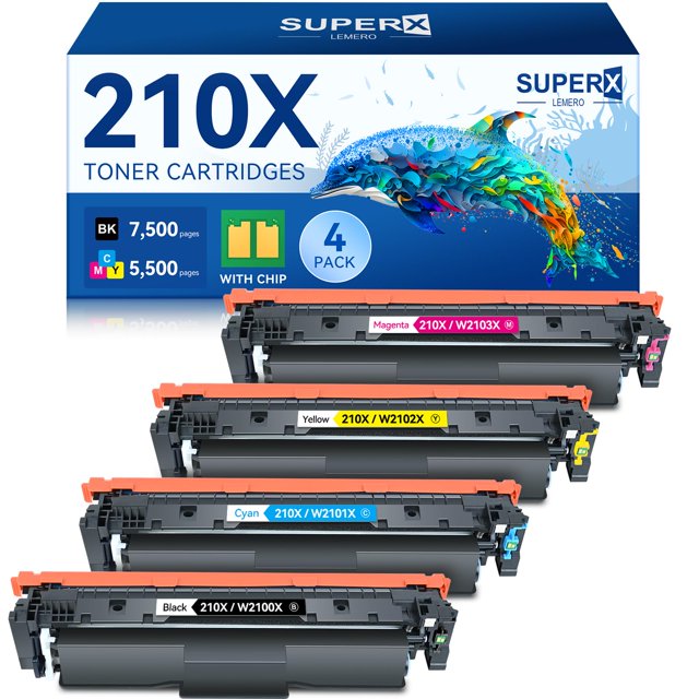 Cartuchos de tóner LEMERO SUPERX 210X 210A, paquete de 4 para impresora HP