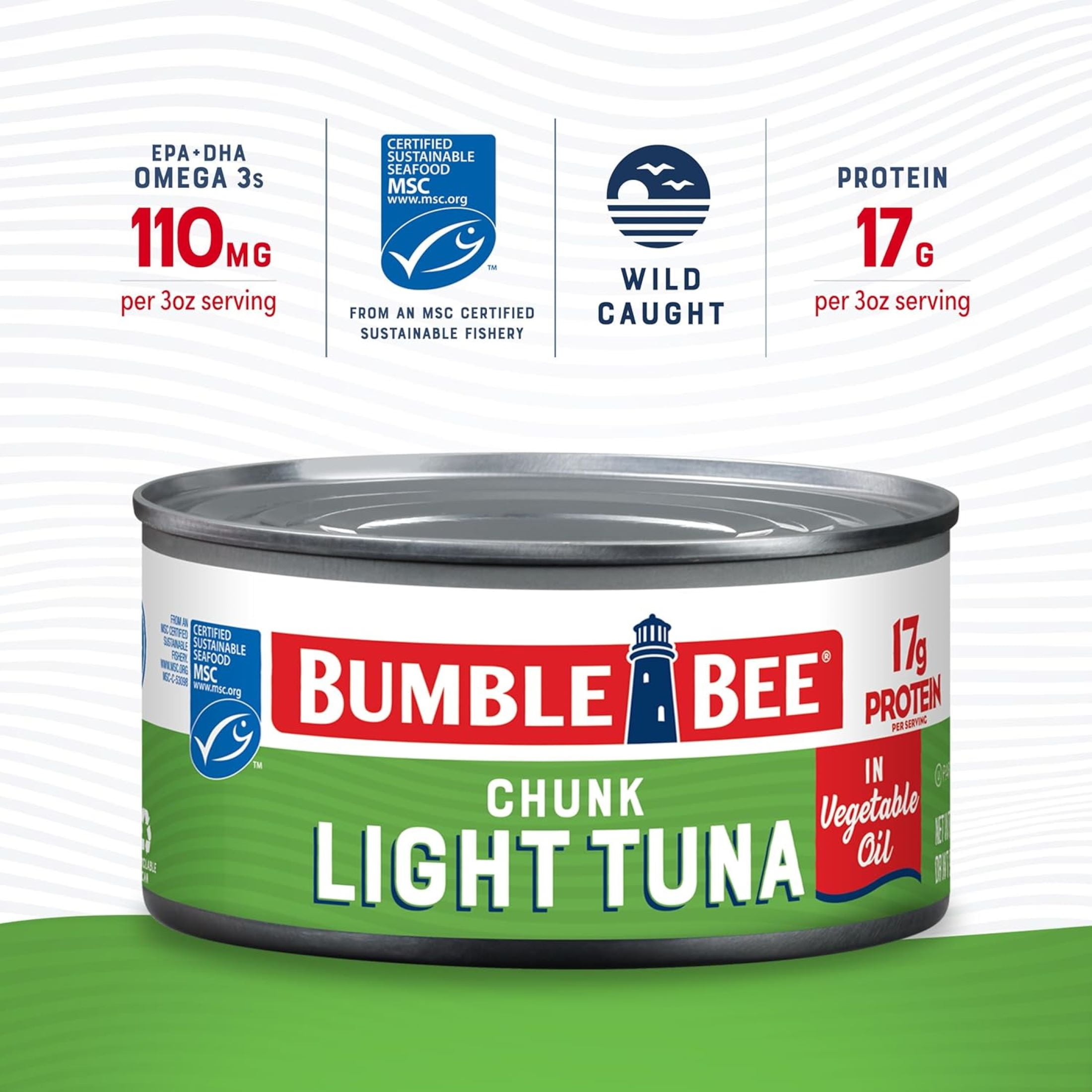 Bumble Bee Chunk Light Tuna in Vegetable Oil, 12 oz, High Bumble Bee Chunk Light Tuna in Vegetable Oil, 12 oz, High