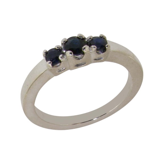 LBG British Made 925 Sterling Silver Natural Sapphire Womens Anniversary Ring - 33 size options - Size 10