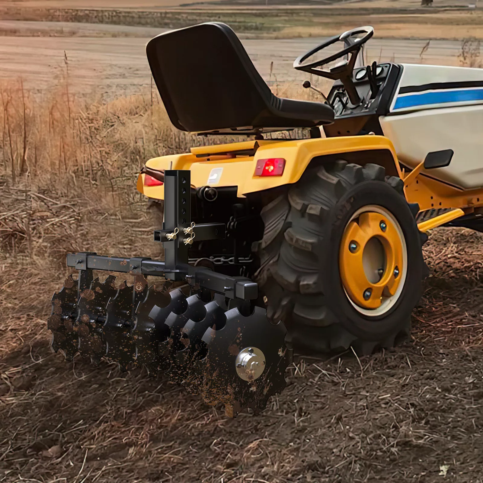 RVNI 32" Cut Width Disc Plow Harrow With 2" Receiver Hitch Mount Pull Behind Tiller for ATVs & UTVs Heavy