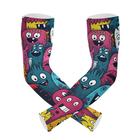 Monsters Colorful Gardening Sleeves UV Sun Protection Cooling Arm Sleeves Anti-Scratch Farmers Sleeves for Women Men