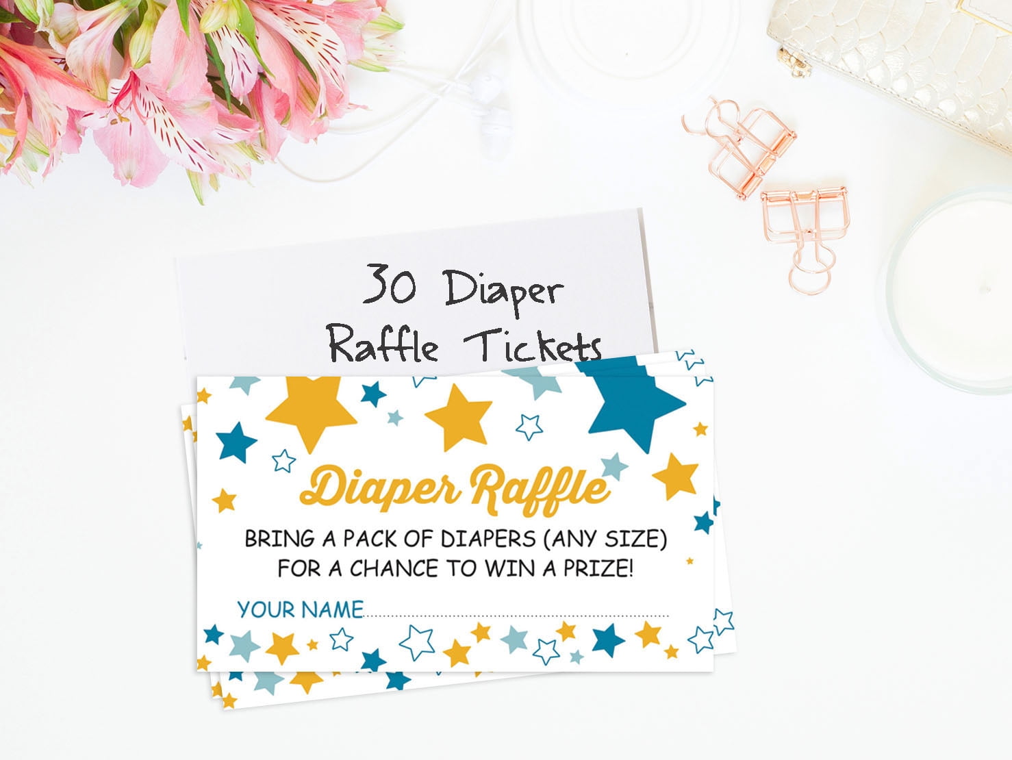 Inkdotpot 30Baby ShowerDiaper Raffle Ticket Lottery Insert Cards Supplies Games For Baby Shower Party Gender Neutral Bring A Pack Of Diapers To Win Favors Gifts And Prizes