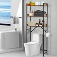 thumbnail image 6 of Over The Toilet Storage Rack, 3 Tier Bathroom Over Toilet Shelf Organizer, Freestanding Above Toilet Storage Stand with Hooks and Roll Holder, Wooden Bathroom Space Saver, Easy to Assemble, 6 of 8