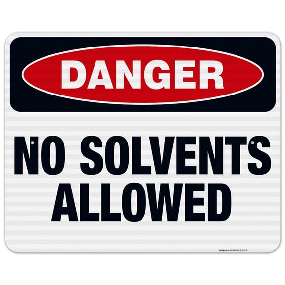 Danger No Solvents Allowed Sign, OSHA Danger Sign, 24x30 Reflective Aluminum EGP